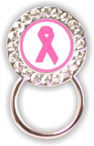 Rhinestone Eyeglass Holder: Pink Ribbon